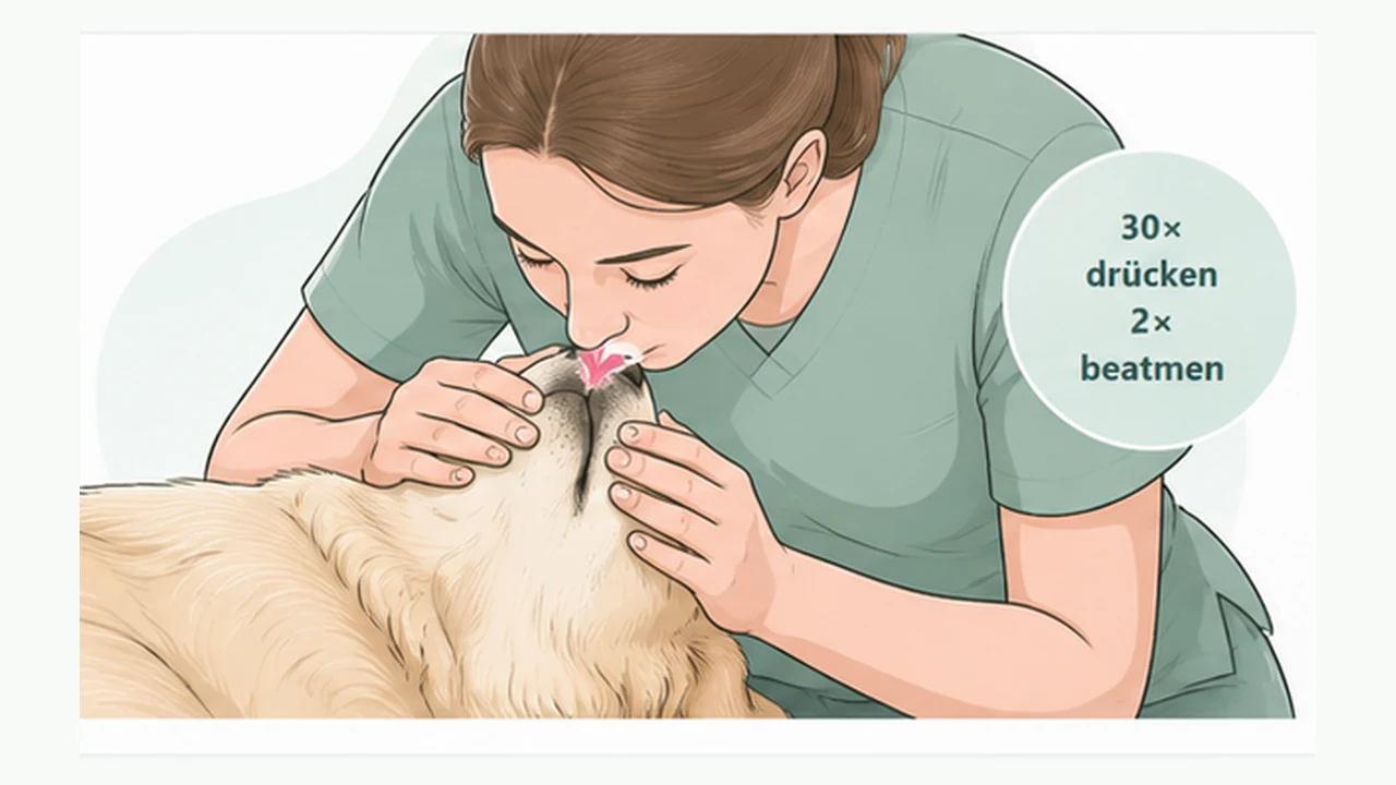 Illustration zur Beatmung eines Hundes