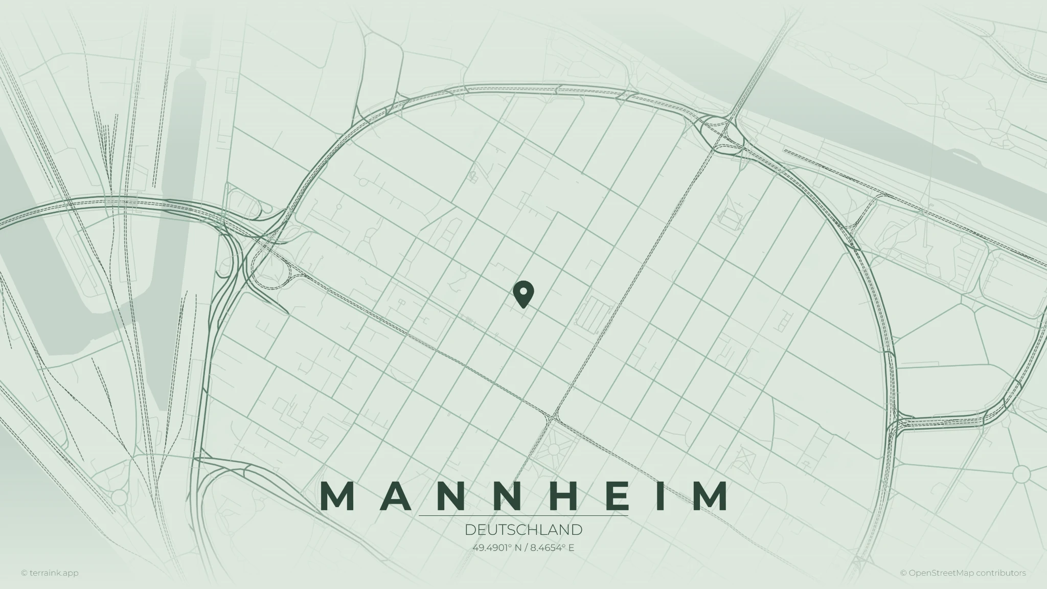 Statische Karte von Mannheim mit markiertem Standort der Tierpraxis